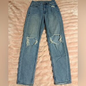 American Eagle Outfitters Light Blue Distressed Straight Leg Jeans